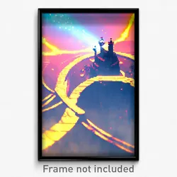 Pixel Art Poster - Heavenly Stronghold (8 Bit Psychedelic Video Game Print)