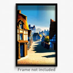 Pixel Art Poster - Sky Blue Hamlet (8 Bit Psychedelic Trippy Video Game Print)