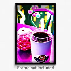 Pixel Art Poster - Glamorous Bubble Tea (8 Bit Psychedelic Video Game Print)