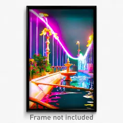 Pixel Art Poster - Whimsical Fountain (8 Bit Psychedelic Video Game Print)