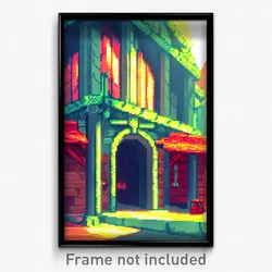 Pixel Art Poster - Warlike Smithy (8 Bit Psychedelic Trippy Video Game Print)