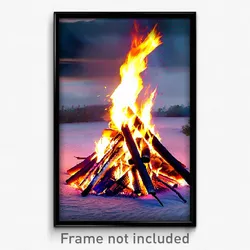 Pixel Art Poster - Stunning Bonfire (8 Bit Psychedelic Trippy Video Game Print)