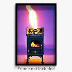 Pixel Art Poster - Imaginary Stove (8 Bit Psychedelic Trippy Video Game Print)