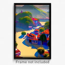 Pixel Art Poster - Spectacular Settlement (8 Bit Psychedelic Video Game Print)