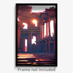 Pixel Art Poster - Showy Ancient Architecture (8 Bit Video Game Print)