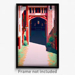 Pixel Art Poster - Pure Courtyard (8 Bit Psychedelic Trippy Video Game Print)