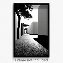 Pixel Art Poster - Black And White Path (8 Bit Psychedelic Video Game Print)