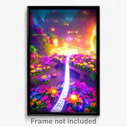Pixel Art Poster - Flowery Mine (8 Bit Psychedelic Trippy Video Game Print)
