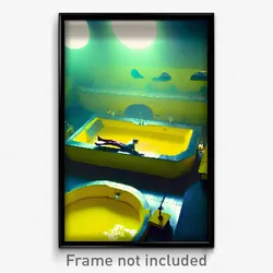 Pixel Art Poster - Yellow Baths (8 Bit Psychedelic Trippy Video Game Print)