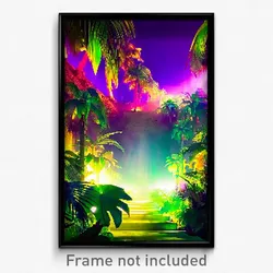 Pixel Art Poster - Superficial Jungle (8 Bit Psychedelic Video Game Print)