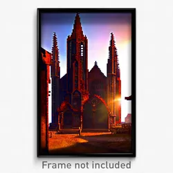 Pixel Art Poster - Rusty Cathedral (8 Bit Psychedelic Trippy Video Game Print)