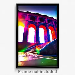 Pixel Art Poster - Zany Aquaduct (8 Bit Psychedelic Trippy Video Game Print)