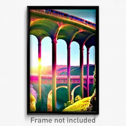 Pixel Art Poster - Plush Viaduct (8 Bit Psychedelic Trippy Video Game Print)