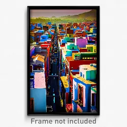 Pixel Art Poster - Realistic Mexican City (8 Bit Psychedelic Video Game Print)