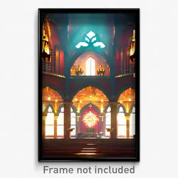 Pixel Art Poster - Shiny Monastery (8 Bit Psychedelic Trippy Video Game Print)