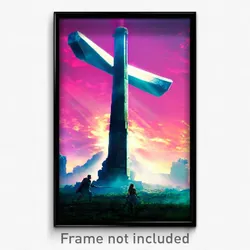 Pixel Art Poster - Upbeat Conquest (8 Bit Psychedelic Trippy Video Game Print)