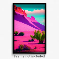 Pixel Art Poster - Pink Mesa (8 Bit Psychedelic Trippy Weird Video Game Print)