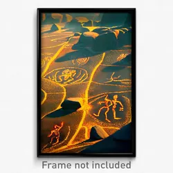Pixel Art Poster - Exotic Petroglyphs (8 Bit Psychedelic Video Game Print)