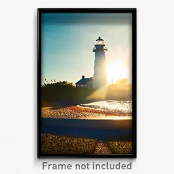 Pixel Art Poster - Sunny Lighthouse (8 Bit Psychedelic Trippy Video Game Print)