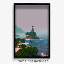 Pixel Art Poster - Smoggy Cay (8 Bit Psychedelic Trippy Weird Video Game Print)