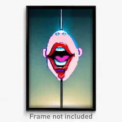 Pixel Art Poster - Big Mouth (8 Bit Psychedelic Trippy Weird Video Game Print)