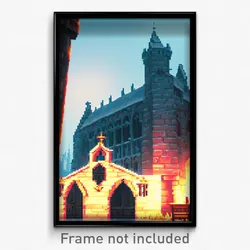 Pixel Art Poster - Frozen Priory (8 Bit Psychedelic Trippy Video Game Print)