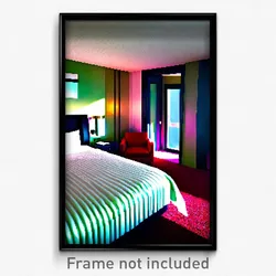 Pixel Art Poster - Unnatural Hotel Room (8 Bit Psychedelic Video Game Print)