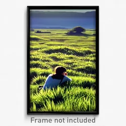 Pixel Art Poster - Thoughtful Grassland (8 Bit Psychedelic Video Game Print)