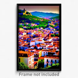 Pixel Art Poster - Peaceful Spanish City (8 Bit Psychedelic Video Game Print)
