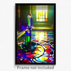 Pixel Art Poster - Liquid Stained Glass (8 Bit Psychedelic Video Game Print)