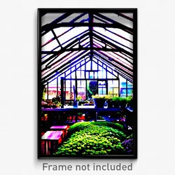 Pixel Art Poster - Urban Greenhouse (8 Bit Psychedelic Trippy Video Game Print)