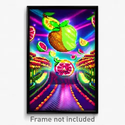 Pixel Art Poster - Fruity Thoroughfare (8 Bit Psychedelic Video Game Print)