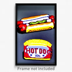 Pixel Art Poster - Marvelous Hot Dog (8 Bit Psychedelic Trippy Video Game Print)