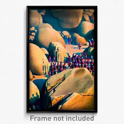 Pixel Art Poster - Crowded Rock (8 Bit Psychedelic Trippy Video Game Print)
