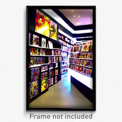 Pixel Art Poster - Liquid Comic Book Store (8 Bit Psychedelic Video Game Print)