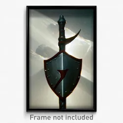 Pixel Art Poster - Dreary Shield (8 Bit Psychedelic Trippy Video Game Print)