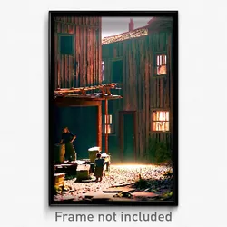 Pixel Art Poster - Lost Shack Tenement (8 Bit Psychedelic Video Game Print)