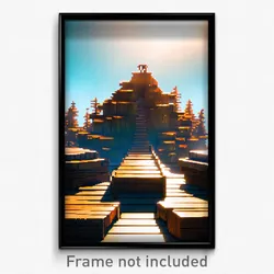 Pixel Art Poster - Wooden Promontory (8 Bit Psychedelic Trippy Video Game Print)