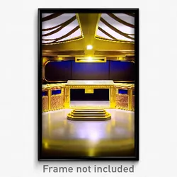 Pixel Art Poster - Golden Entertainment Room (8 Bit Video Game Print)
