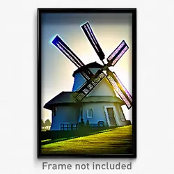 Pixel Art Poster - Unique Windmill (8 Bit Psychedelic Trippy Video Game Print)