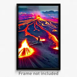 Pixel Art Poster - Energetic Lava Fields (8 Bit Psychedelic Video Game Print)