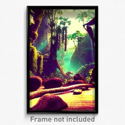 Pixel Art Poster - Antique Rainforest (8 Bit Psychedelic Video Game Print)