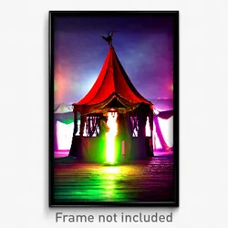 Pixel Art Poster - Haunted Tent (8 Bit Psychedelic Trippy Video Game Print)