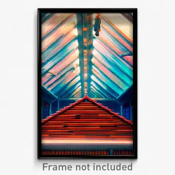 Pixel Art Poster - Imaginative Roof (8 Bit Psychedelic Trippy Video Game Print)