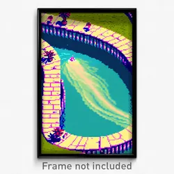 Pixel Art Poster - Swirly Lagoon (8 Bit Psychedelic Trippy Video Game Print)