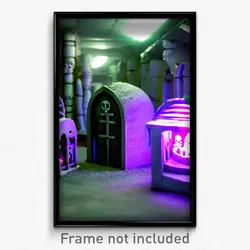 Pixel Art Poster - Plastic Crypt (8 Bit Psychedelic Trippy Video Game Print)