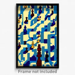 Pixel Art Poster - Slim Chess (8 Bit Psychedelic Trippy Weird Video Game Print)