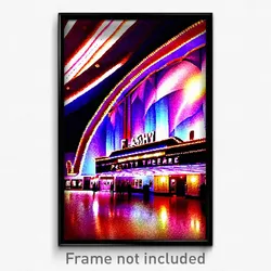 Pixel Art Poster - Flashy Movie Theatre (8 Bit Psychedelic Video Game Print)