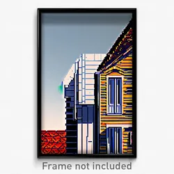 Pixel Art Poster - Urban Dormer (8 Bit Psychedelic Trippy Video Game Print)