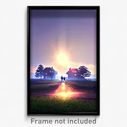 Pixel Art Poster - Flickering Manse (8 Bit Psychedelic Trippy Video Game Print)